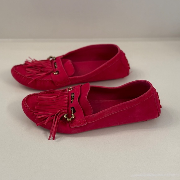 Larroude Red Fringe Loafers - Picture 4 of 7
